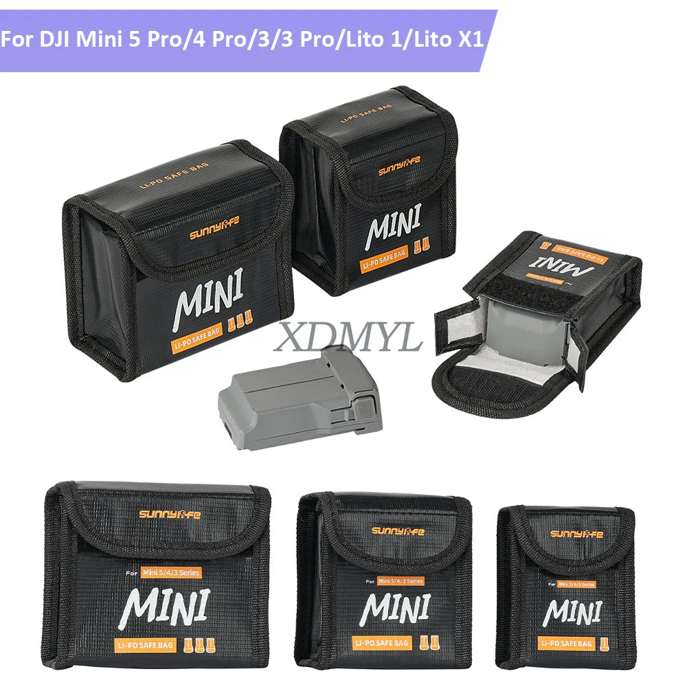 Sac anti-explosion batterie drone ignifuge pour DJI Mini 5/4/3 Pro, Lito 1/X1