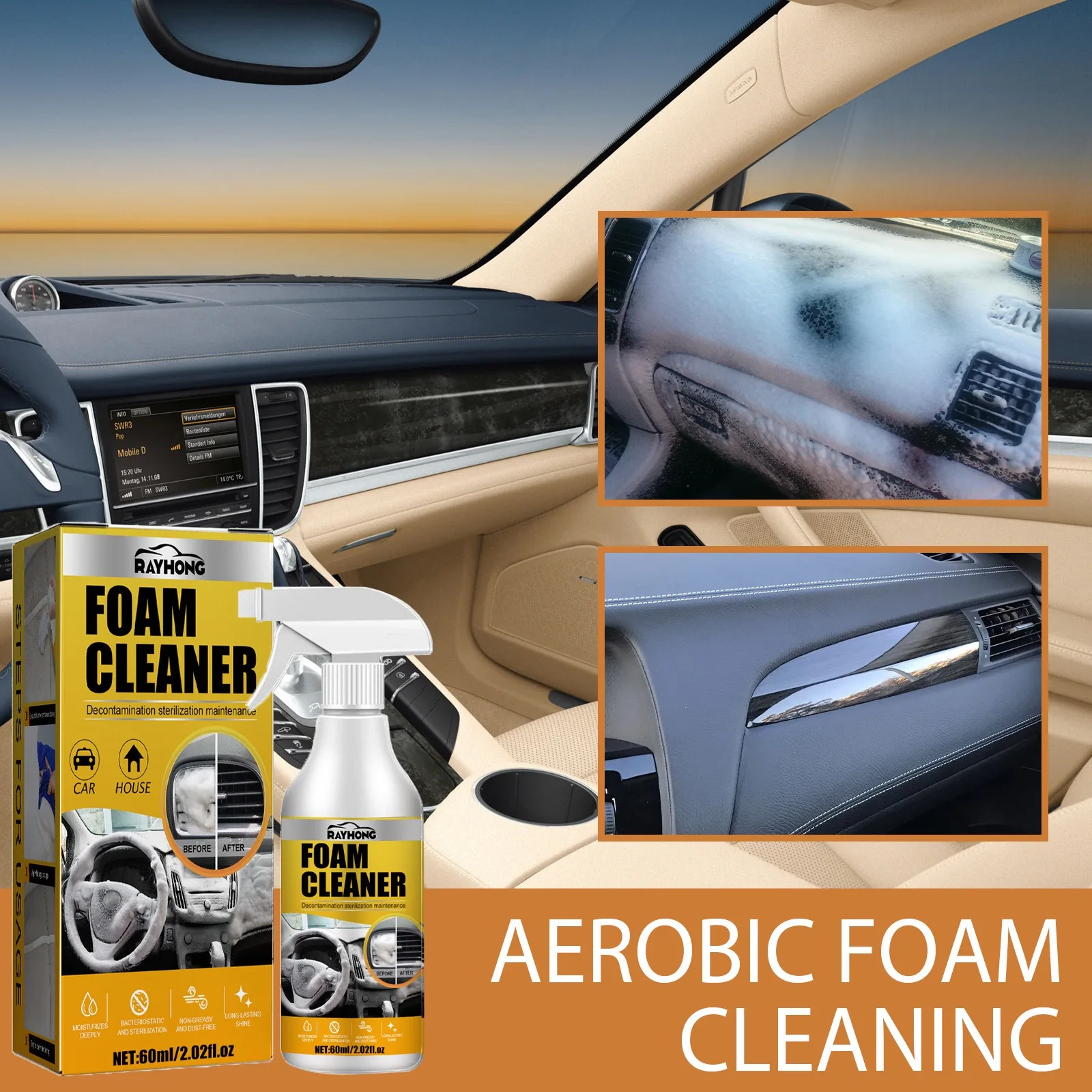 Car interior foam cleaner Interior leather seat Plastic ceiling decontamination maintenance cleaner car cleaner interior cleaner foam cleaner spray