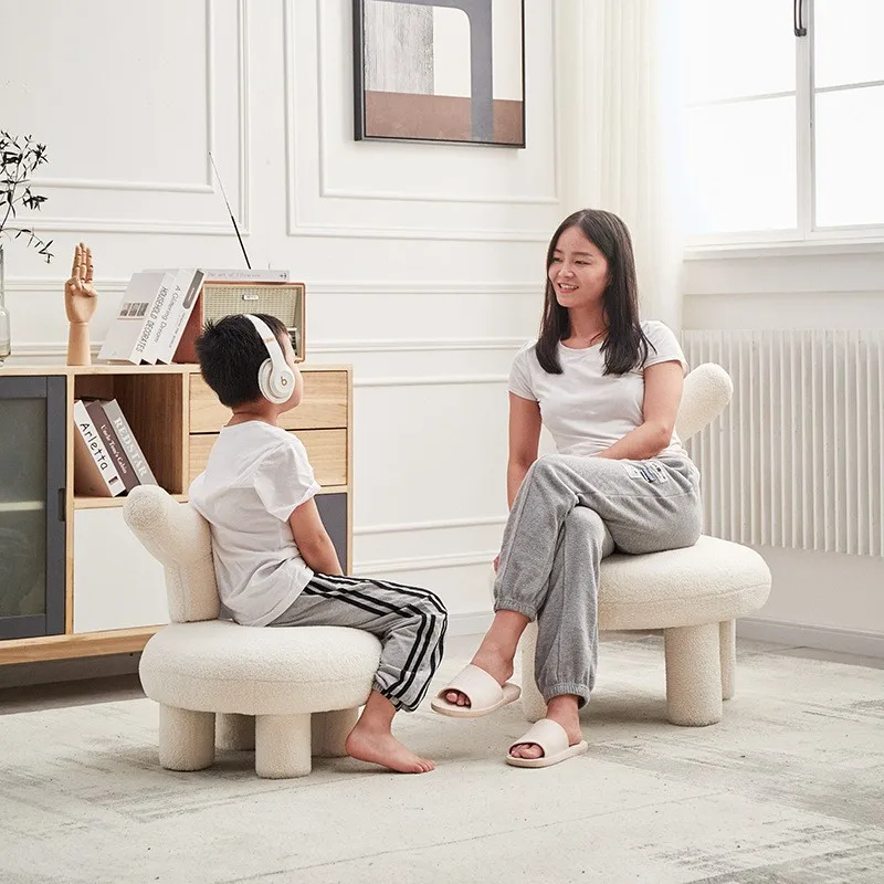 IHOME Lamb Cashmere Fabric Sofa Small Family Living Room Net Red Small Sofa Infantil Muebles Para Bebe Baby Kids Chair