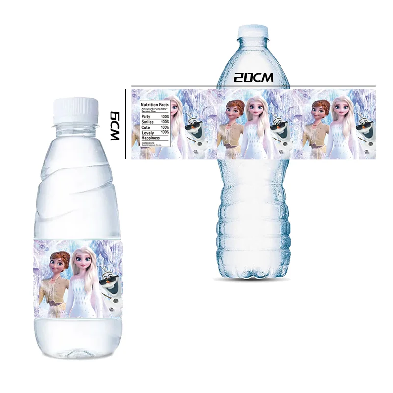 thumbnail image 1 of Etiquetas adhesivas para botellas con temática de Frozen de Disney, suministros de decoración para fiestas de cumpleaños de niñas y niños, pegatinas de Anna y Elsa, 1 of 5