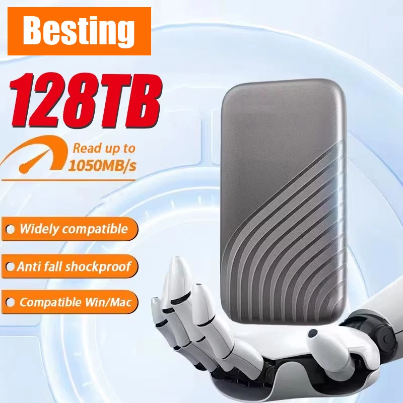 오리지널 외장 하드 드라이브 휴대용 SSD 16TB 외장형 솔리드 스테이트 드라이브 USB 3.0 타입 C 하드 디스크 고속 저장장치 PC Mac용