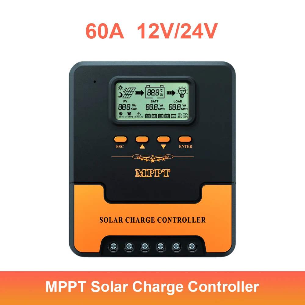 

MPPT 10A 20A 30A 40A 50A 60A Контроллер заряда солнечной батареи 12В 24В автоматический PV регулятор 100VDC для свинцово-кислотной литиевой батареи
