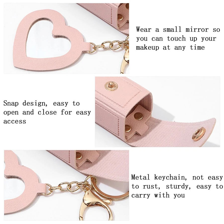 Heart-shaped Mirror Portable Mini Lipstick Bag