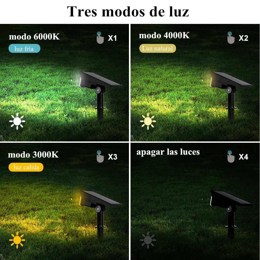 X3 Foco Iluminacion Jardin Exterior Focos Solares Led Solar