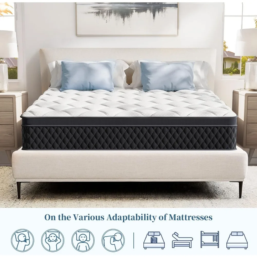 12 Inch Memory Foam Hybrid Mattress, Pressure Relieving Bed in a Box,Individual Pocket Springs for Motion Isolation,Edge Support 5
