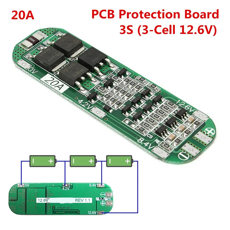 

1-5pcs 3S 20A Li-ion Lithium Battery 18650 Charger Protection Boards PCB BMS Protection Circuit Board Modules 11.1V 12V 12.6V