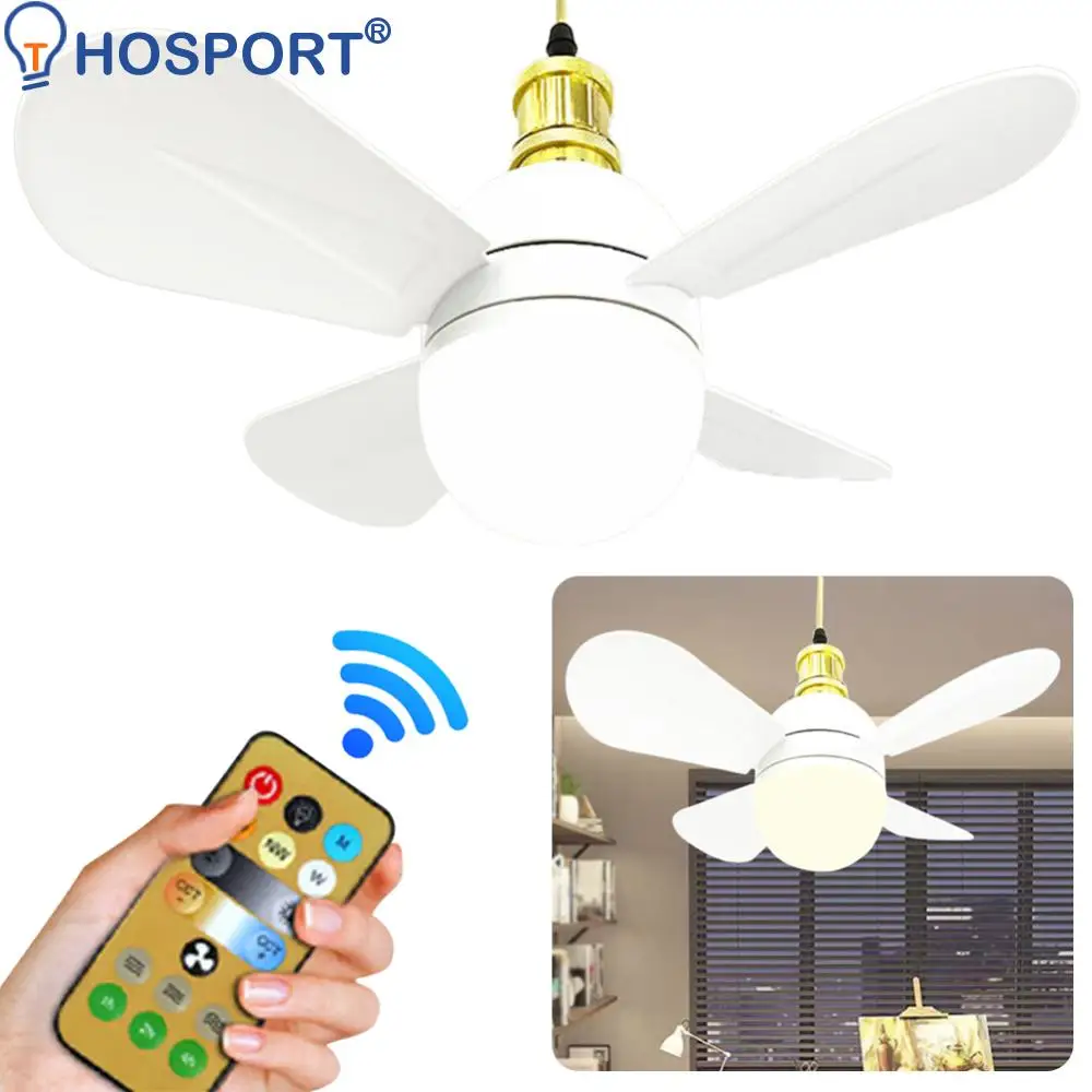 48W Ceiling Fan Light 15.75 Inch 4 Blades LED Ceiling Fan Lamp Quiet DC Motor E27 Modern Ceiling Fan with LED Light 3 Fan Speeds