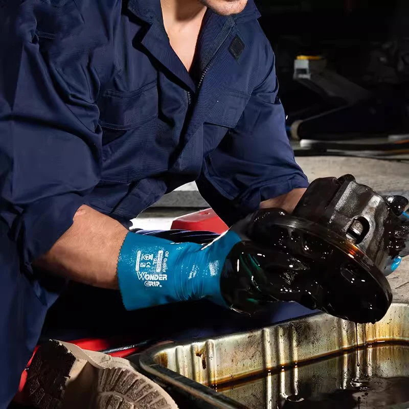 Oil Resistant Work Gloves Nitrile Fully Dipped Long Cuff Gas Anti Biotic Slip Waterproof Acid-base Chemical Proof work gloves nitrile gloves protective gloves