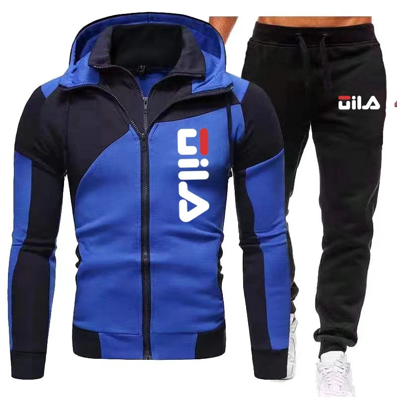 2024 New Men's Zipper outdoor Jacket Hooded Pullover+Sweatpants Sports Casual Jogging Sportswear 2-piece Set for