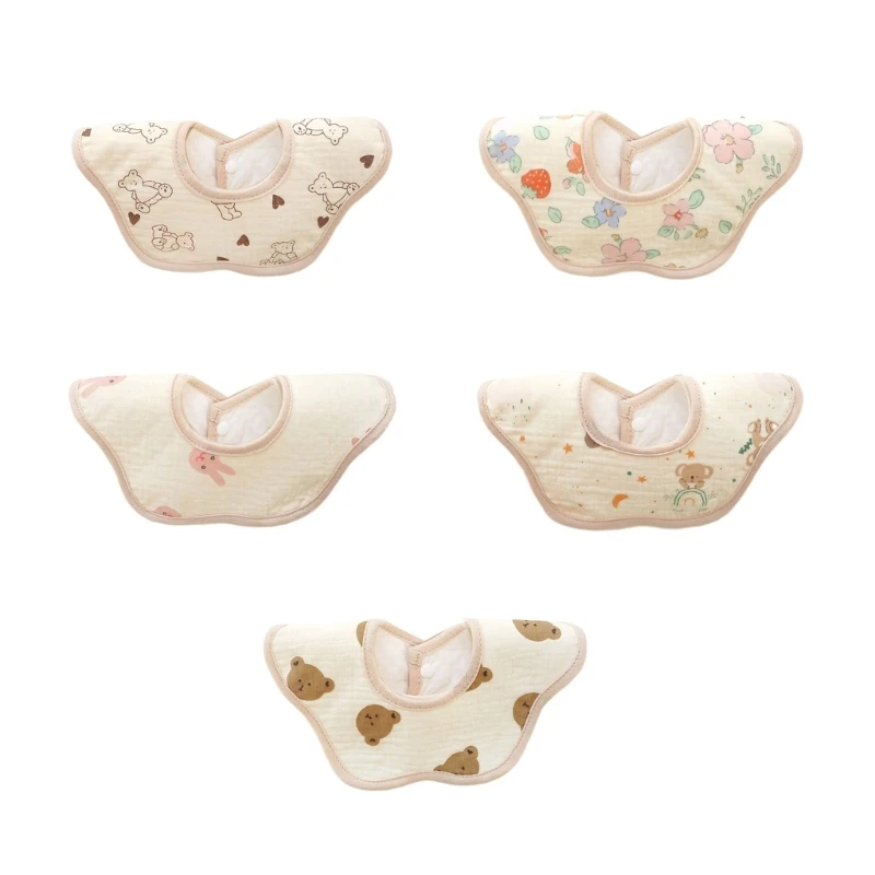 

1pc/5pc Baby Burp Cloth Cotton Bibs Print Newborn Teething Bib Cartoon Drooling Bibs Breathable Infant Nursing Bib