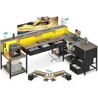 79" L Shaped Desk, L Shaped Computer Desk with 2 Power Outlets & Monitor Shelf, Home Office Desk with Storage Shelves, Reversib 1