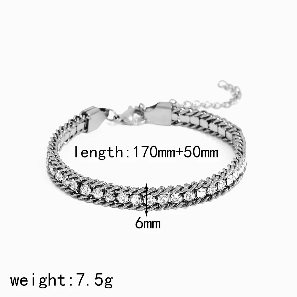 ZMZY Women's Cubic Zirconia Tennis Chain Bracelet Stainless Steel Rhinestone Crystal Bangle Minimalist Jewelry for Ladies 5