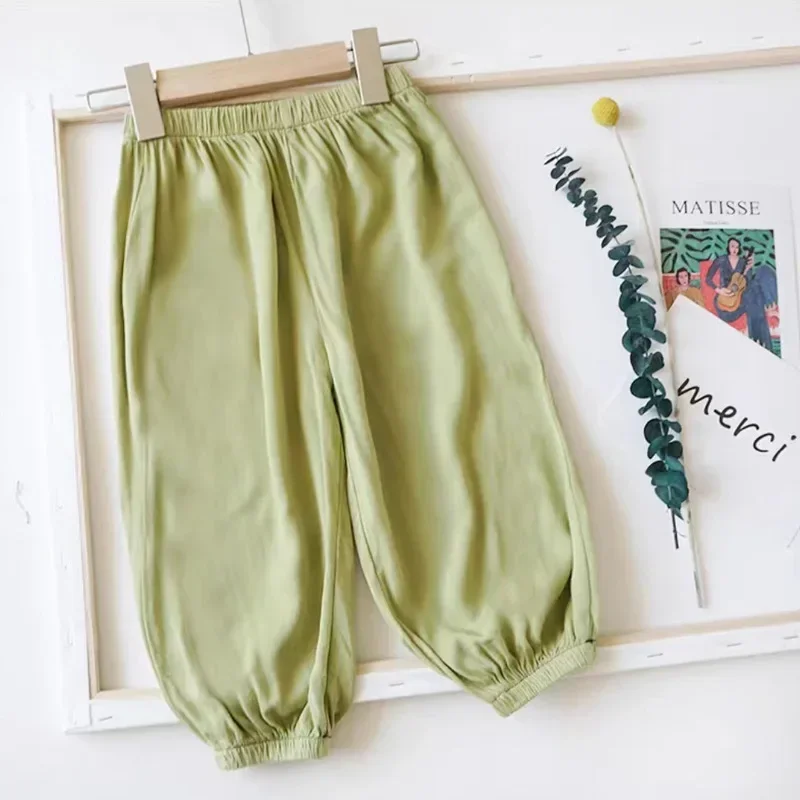 

Somenie Spring and Autumn Kid Boys Girls Wide Leg Mosquito Proof Pants Teen Casual Pants Mid Waist Solid Trousers 2-12 Years