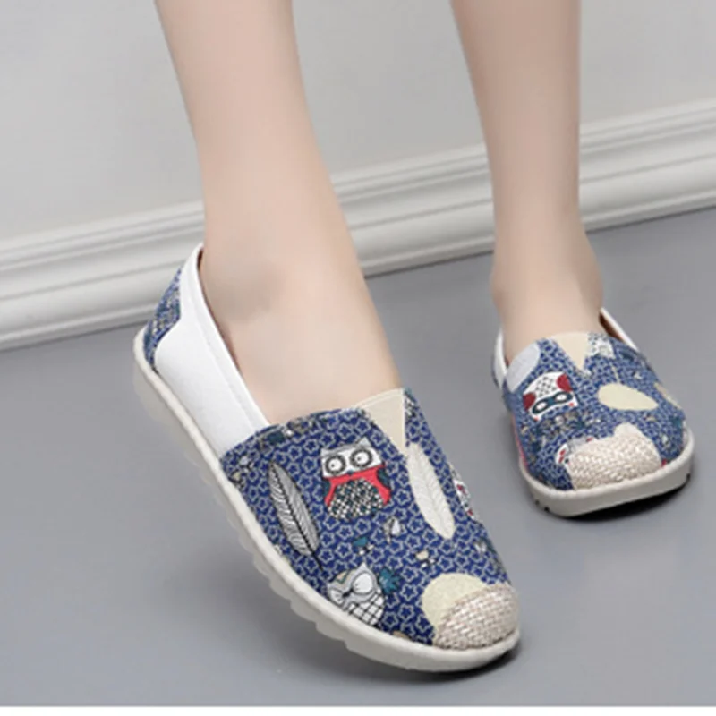 Women Cute Old Peking Cloth Canvas Shoes Round Toe Hemp Insole Embroidery Flowers Balerinas Daily Slip-Ons De Mujer Black 40 35