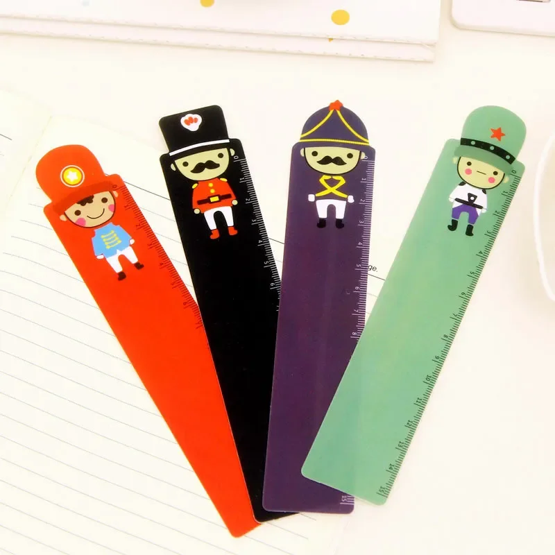 Kawaii Cartoon Soldier Doll Ruler Bookmark - 15cm Straight Ruler for School and Office Supplies
