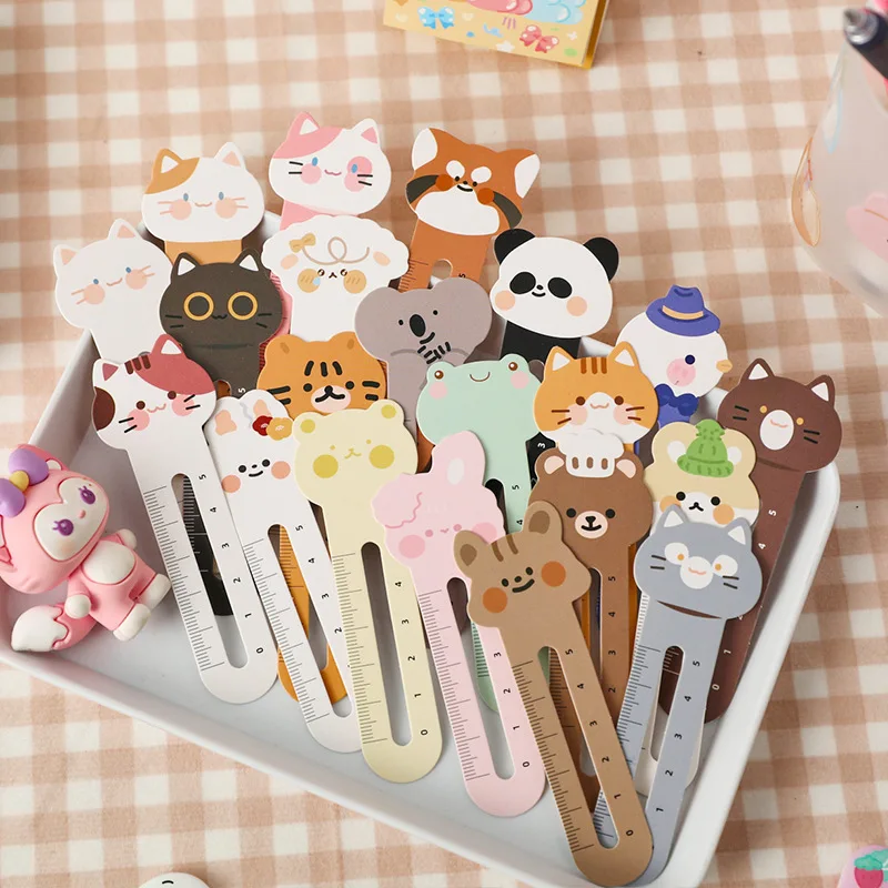 30pcs/box Kawaii Bookmarks Creative Scale Rulers Notebook Page Holder Korean Stationery Reading Tools