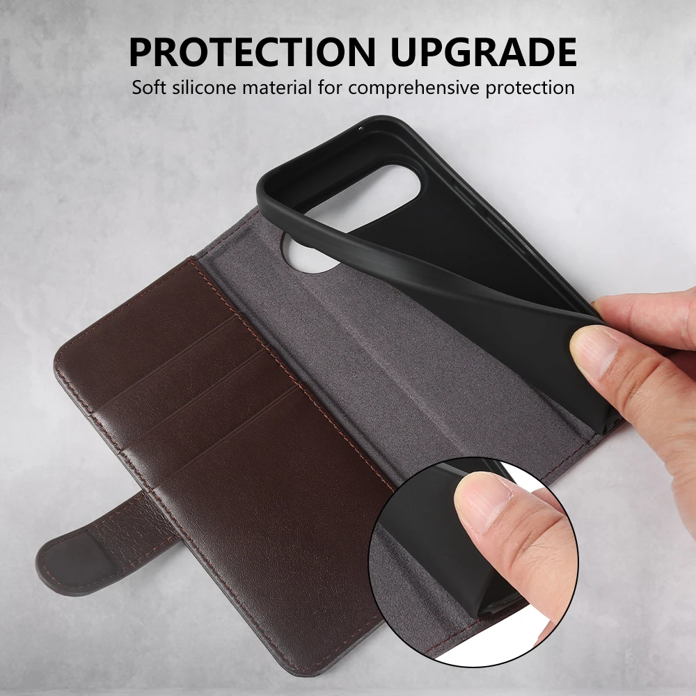 Luxury Genuine Leather Phone Case with Card Holder Wallet Function