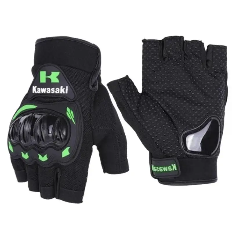 Kawasaki  Motorcycle Gloves Half Finger Breathable Motorcyclist Gloves  MTB Cycling Gloves Anti-fall Palm Guard Moto 4