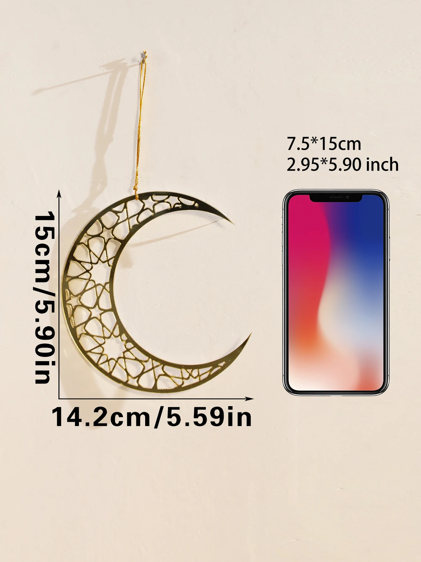 Mecctuck 7 stuks Ramadan decoratie, ornament houten hanger, Ramadan Mubarak decoratie, Eid Mubarak decoratie, islamitische decoratie, maan ster hanger voor Ramadan Mubarak Eid Party Decoratie