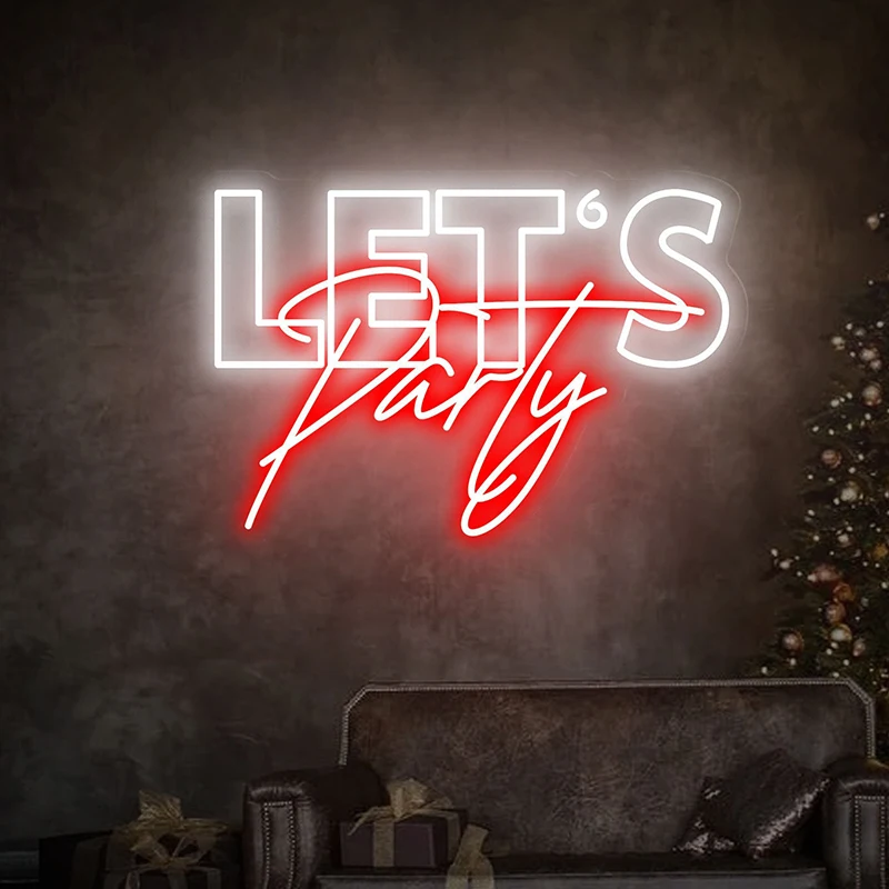 

Let's Party LED Neon Sign for Christmas Party Decoration Neon Light Living Room Home Room Garden Wall Decor Custom Neon Signs