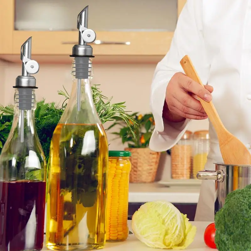 Stainless Steel Bottle Stopper Pourer With Funnel Stainless Steel Oil Bottle Stopper Leakproof Olive Oil Dispenser Cooking Tools