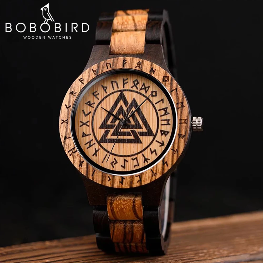 BOBO BIRD Wooden Watch Men Watches Luxury Retro Ebony Wristwatch Timepiece Compass Clock Customize Great Gift Box reloj hombre