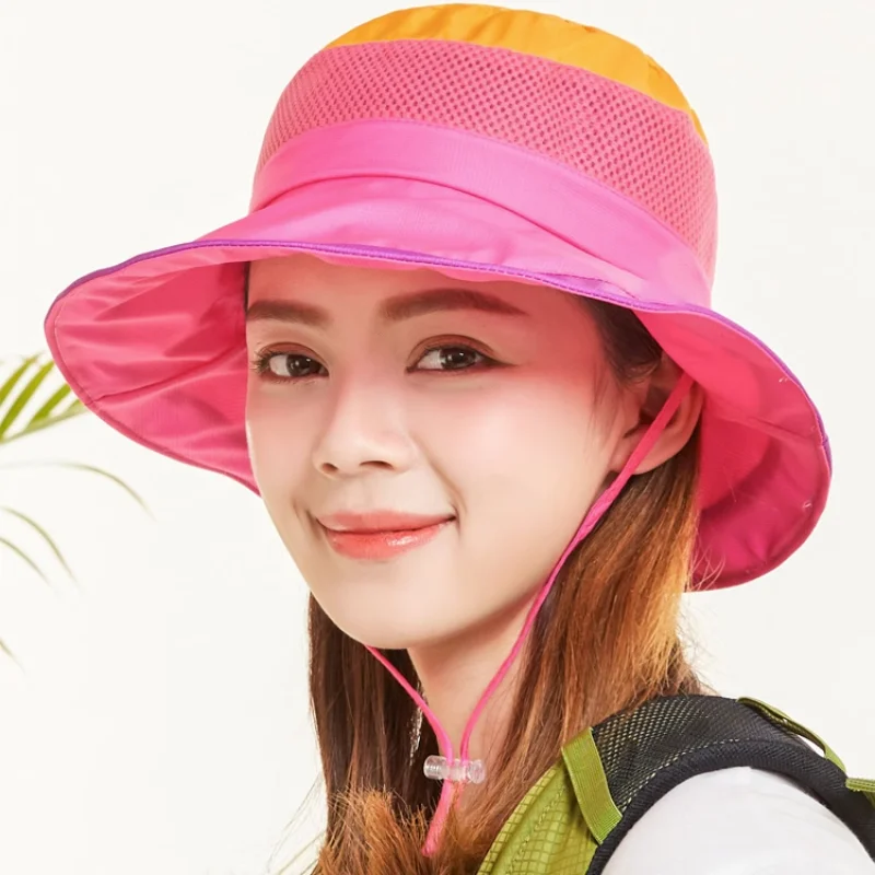 

2023 New Summer Mesh Fisherman Hat Women Outdoor Sports Hiking Hat Breathable Shade Sun Block Hat Simple Fashion Basin Hat Men