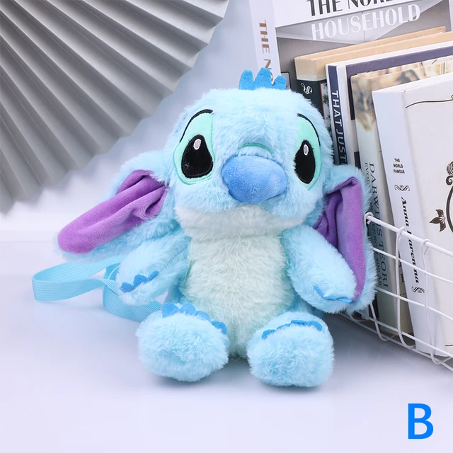 Disney Stitch Cartoon Cute Plush Backpack Anime Figure Stuffed Doll Kawaii Stitch Toy Children's Knapsack School Bag Pink Blue