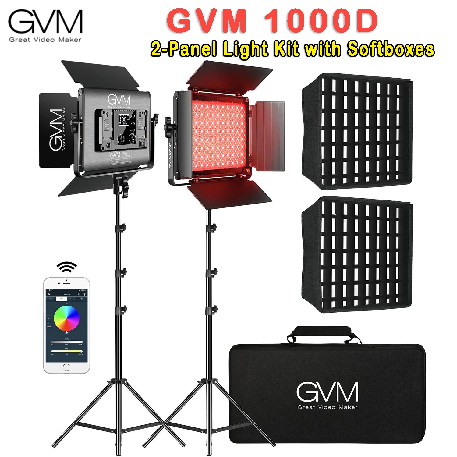 GVM 800DRGB LED STUDIO VIDEO LIGHT PANEL KIT WITH MOBILE APP CONTROL atelieryuwa.ciao.jp
