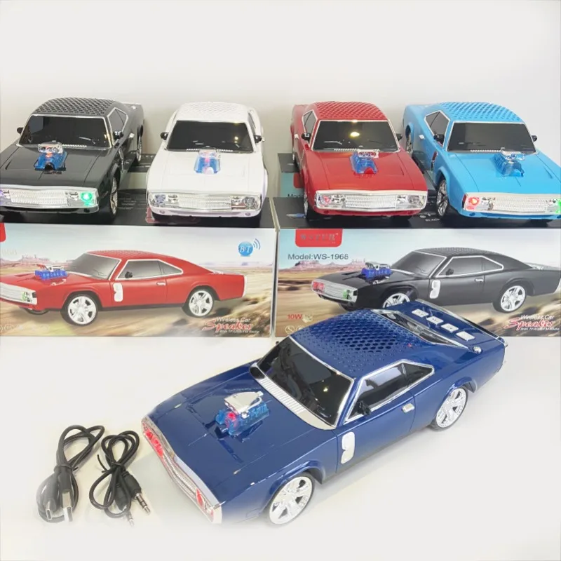 Car Shape Bluetooth Speaker Retro Stereo Sound Wireless Portable Music Player Led Light BT USB TF FM TWS Loud-speaker