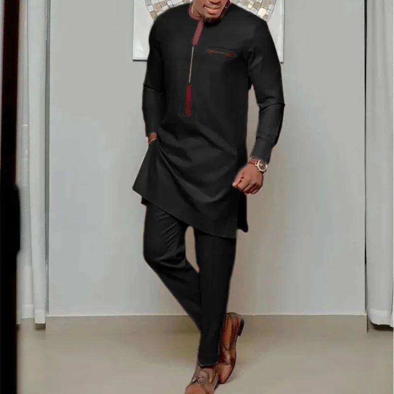 Men's luxury fashion casual print two-piece set