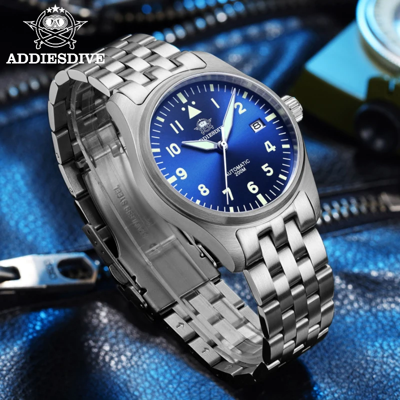 ADDIESDIVE Men's Automatic Mechanical Wristwatch 200meters waterproof Stainless Steel Sapphire Glass Watches relógio mecanico
