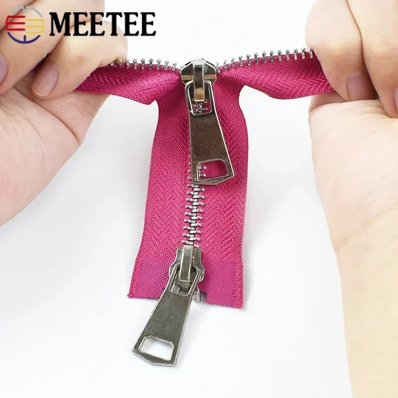 Premium Metal Double-Slider Open-End Zippers for Jackets - Auto Lock Closure, Multiple Lengths Available