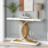 Tribesigns Gold Entryway Table, Modern 39-Inch Console Faux Marble Narrow Wood Sofa with Geometric Metal Legs 1