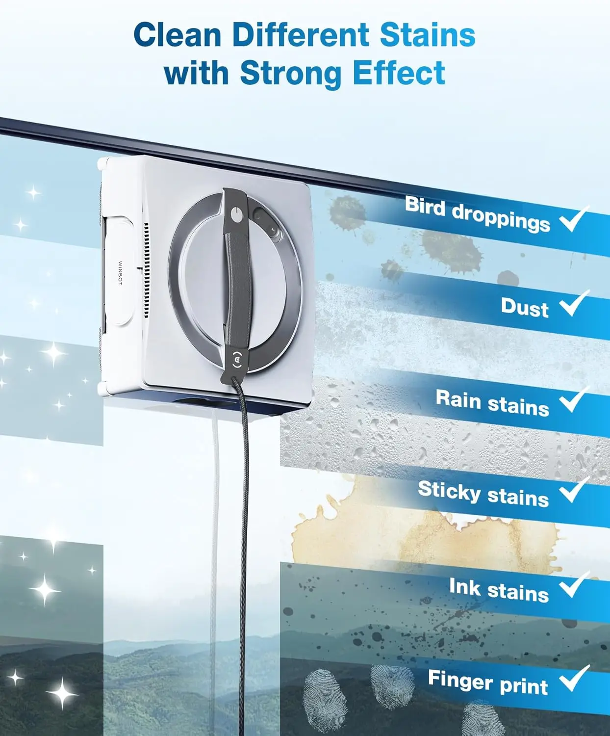 W2 Omni Portable Window Cleaning Robot, Intelligent Cleaning with Three-Nozzle Wide-Angle Spray Technology, Win S 3