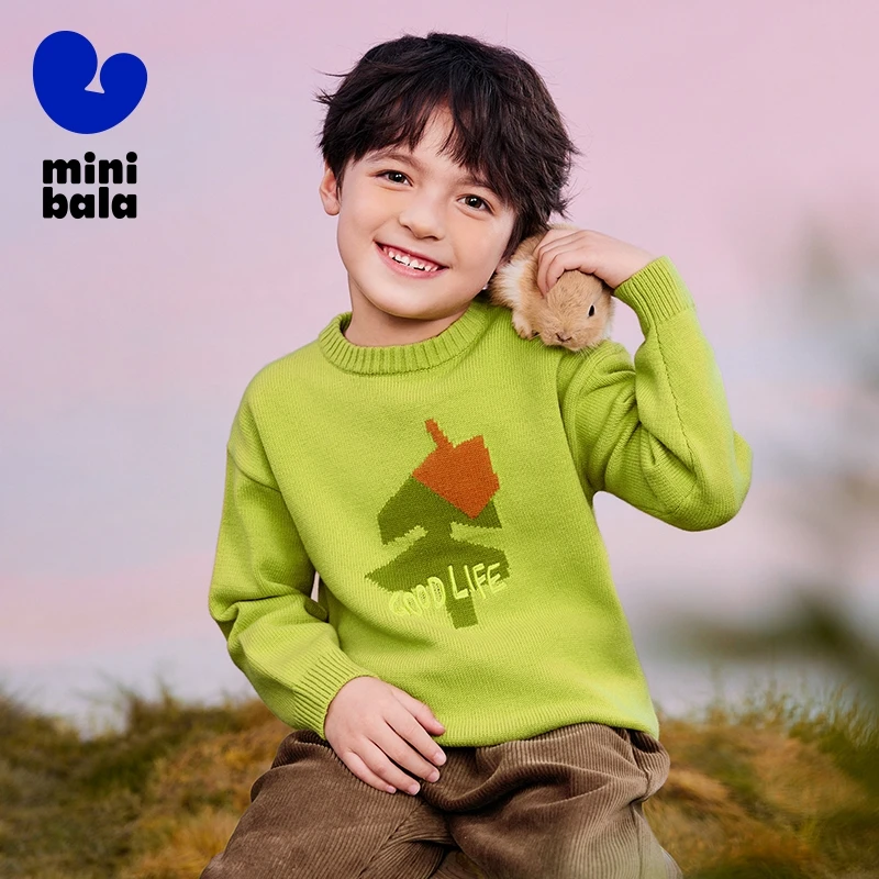 남아 및 여아용 미니 발라 니트웨어, 2024 가을 및 겨울 신제품 니트웨어