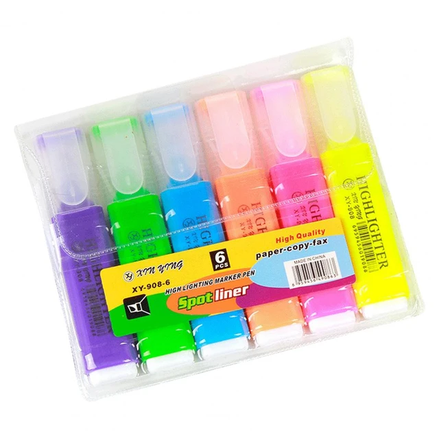 Mr. Pen- Highlighters, Pastel Colors, 6 pcs, Tank Style, Chisel