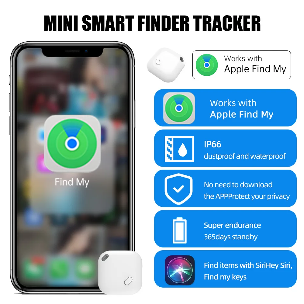 Mini Keys Finder Bluetooth Tracker smart tracker Works with Apple Find My (Only iOS) Smart Tag GPS Locator Tracking Device Pet Car Item Finder