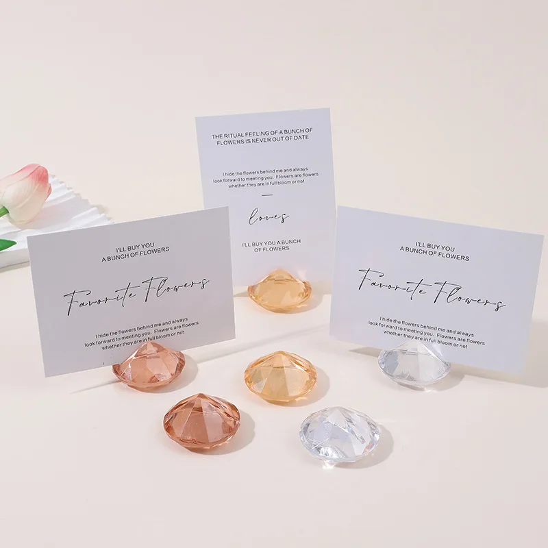 5/10Pcs Diamond Place Card Holder Acrylic Table Number Holders Crystal Card Stands for Wedding Baby Shower Table Decoration