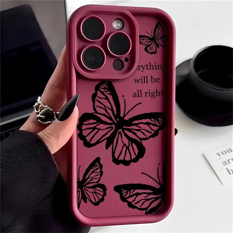 Retro Butterfly Silicone Phone Case - Stylish and Durable Cover