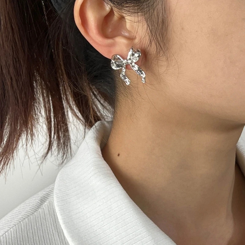 

Metal Bowknot Earrings Fashion Ear Jewelry Elegant Piercing Earring