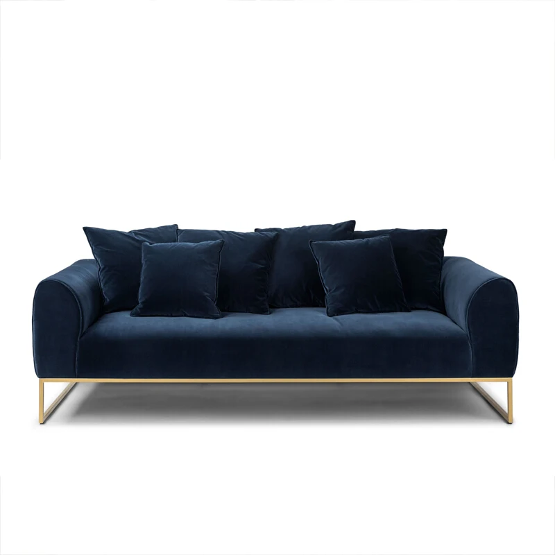 Nordic sofa velvet modern living room three people fabric minimalist sofa + light luxury round coffee table