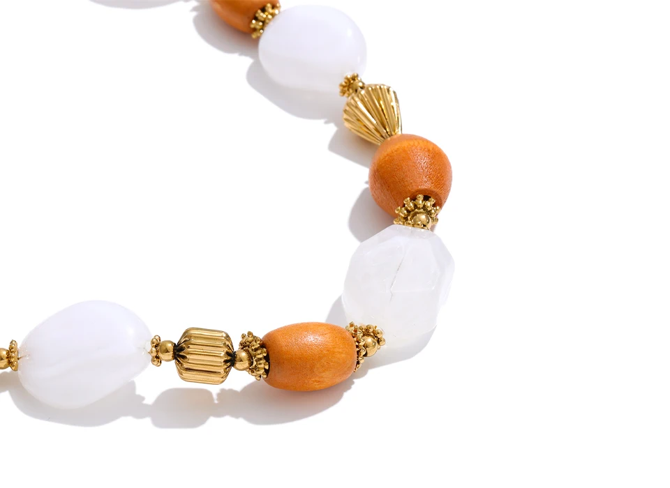 Yhpup Wasserdichte Handgefertigte Schmuck-Halskette mit Harz- und Holzperlen, Statement-Kette, Modische 2026 Halskette, Schmuckzubehör – Detail 6