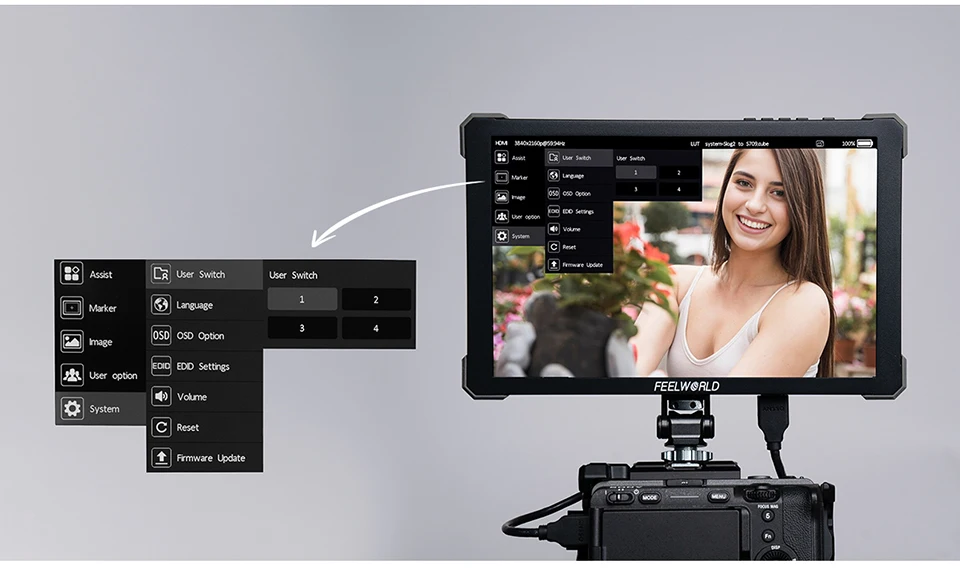 T10 10" Full HD Field Monitor 1920*1200 500Nit Brightness 1500:1 Contrast DSLR C