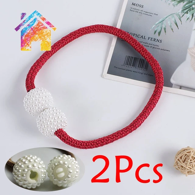1 Piece of New Pearl Buckle Curtain Clip Curtain Frame Lace Buckle Clip Hanging Ball Buckle Lace Curtain Accessories Home Decora 2 Pcs Red