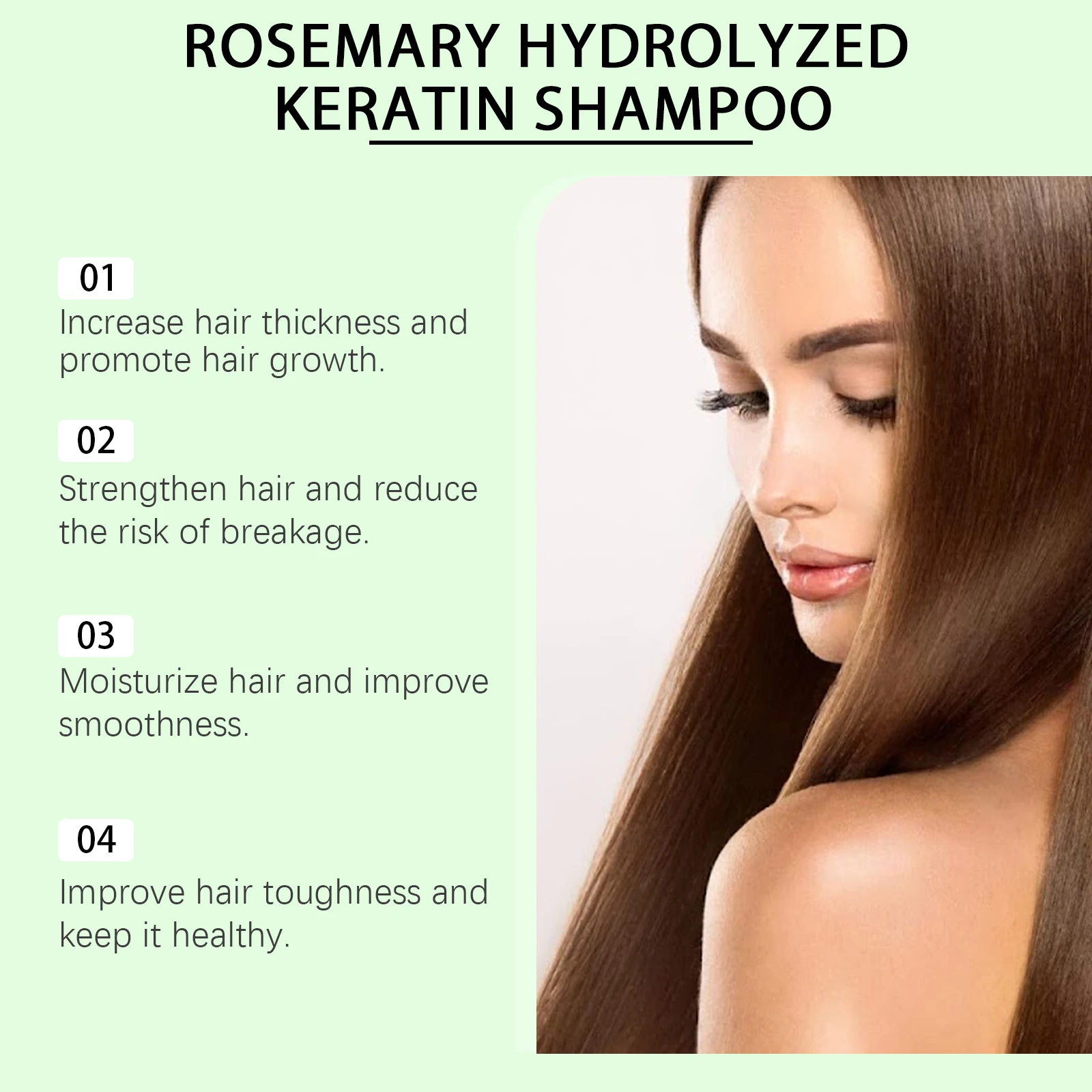 Rosemary Hair Shampoo Hair Regrowth Deep Nourishing Repair Split Ends Hair Soothing Scalp Anti Dandruff Hair Strengthens Shampoo