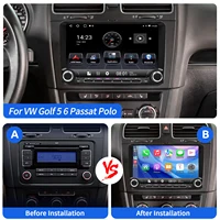 ESSGOO Autoradio 9 pouces pour Volkswagen Golf 5 6 Passat Polo Lecteur multimédia automobile 4 Go 64 Go Carplay Android Auto avec bouton GPS 2