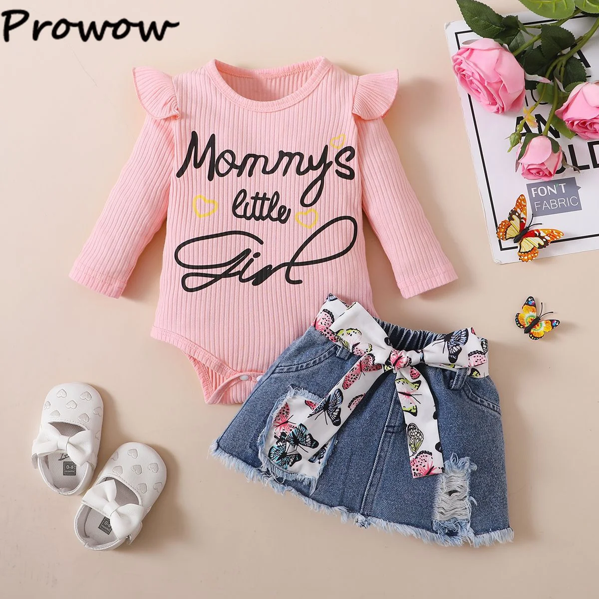 Prowow018MSummerBabyGirlOutfitSetsPinkDotsLaceRomperLayered