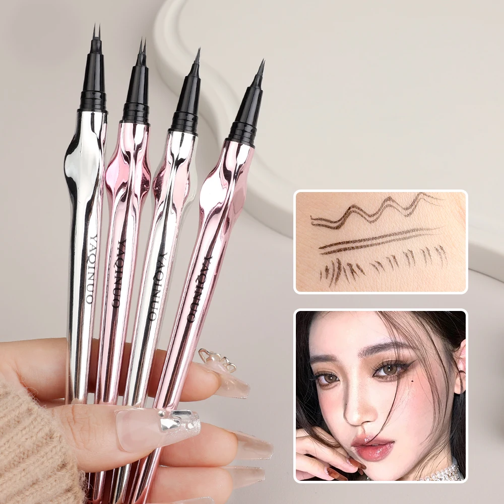 2 Forks Liquid Eyebrow Pencil Long Lasting Natural Liquid Eyebrow Tattoo Pen Waterproof Sweatproof Lower Eyelash Makeup Cosmetic