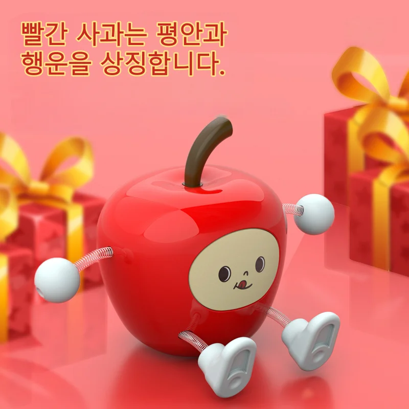 자동차 대시보드 사과 인형, 흔들리는 춤추는 피규어, 행운과 평안 장식품